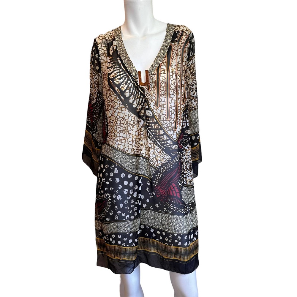 Maryan Mehlhorn Brown Silk Tortoise Shell Detail sz S EUC